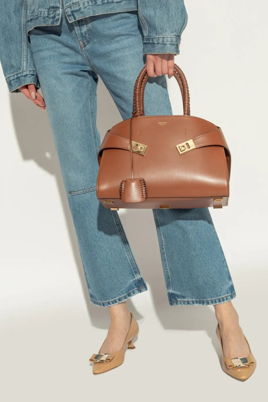 FERRAGAMO BROWN Shoulder Bag `Hug S`