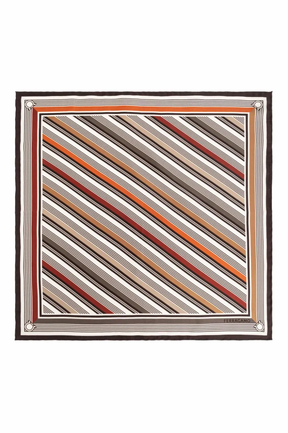 FERRAGAMO BROWN Silk pocket square