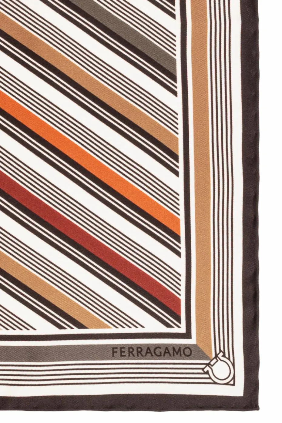 FERRAGAMO BROWN Silk pocket square