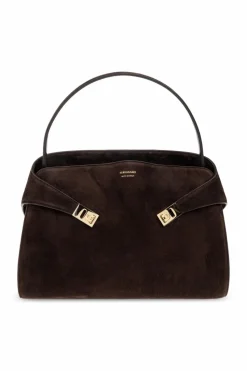 FERRAGAMO BROWN Suede shoulder bag