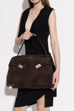 FERRAGAMO BROWN Suede shoulder bag