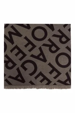 FERRAGAMO BROWN Wool scarf with monogram