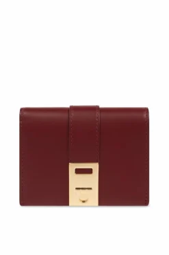 FERRAGAMO BURGUNDY Leather wallet with logo