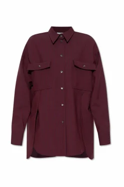 FERRAGAMO BURGUNDY Loose-fitting shirt with a striped pattern