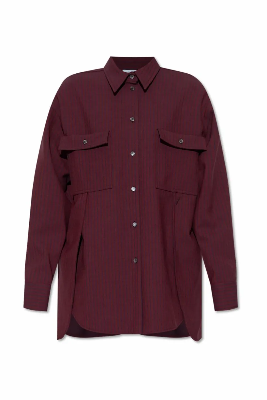 FERRAGAMO BURGUNDY Loose-fitting shirt with a striped pattern