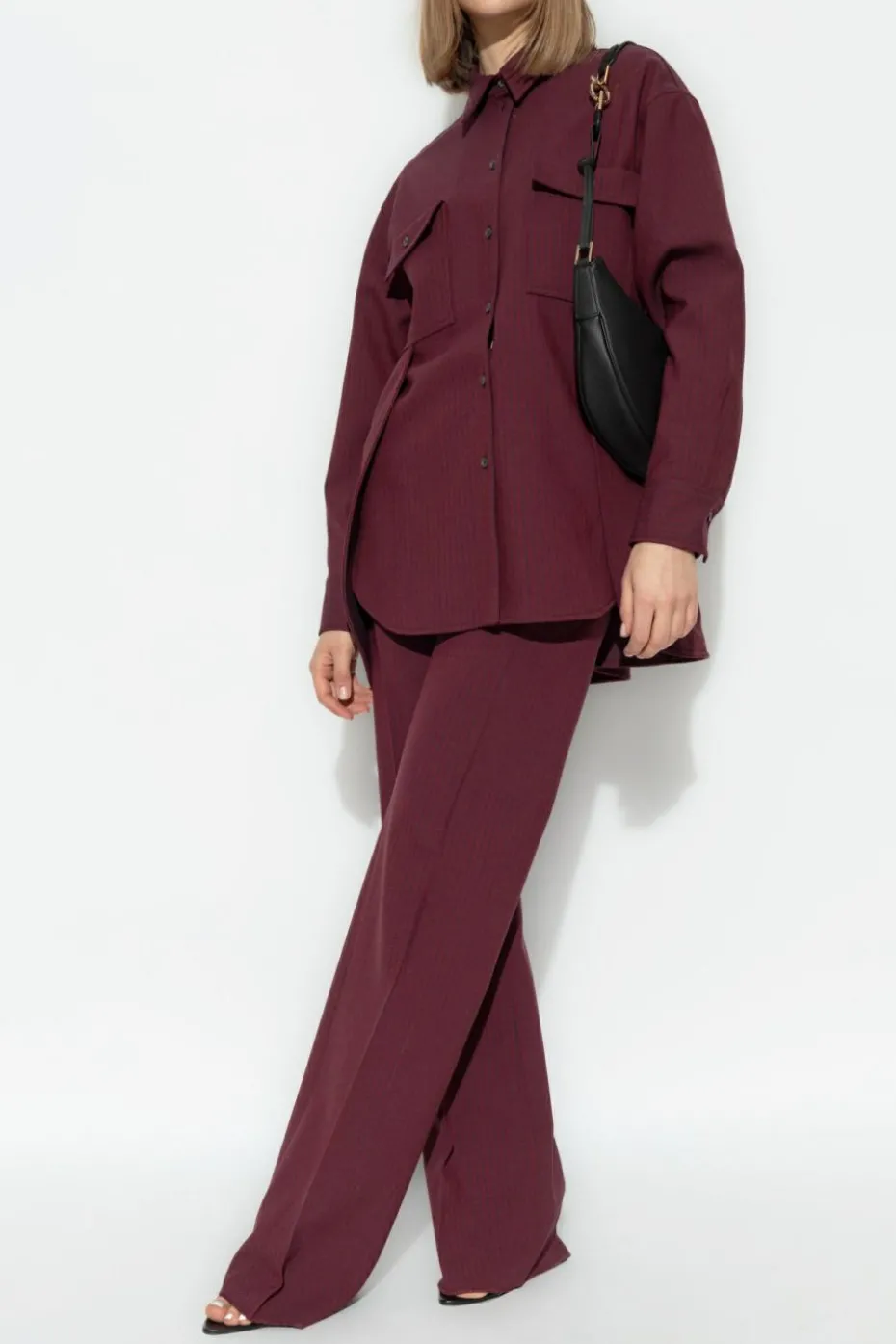 FERRAGAMO BURGUNDY Loose-fitting shirt with a striped pattern