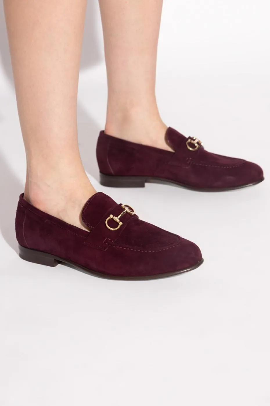 FERRAGAMO BURGUNDY Ottone suede loafers