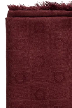 FERRAGAMO BURGUNDY Scarf with monogram