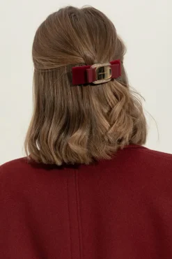 FERRAGAMO BURGUNDY Velvet hair clip
