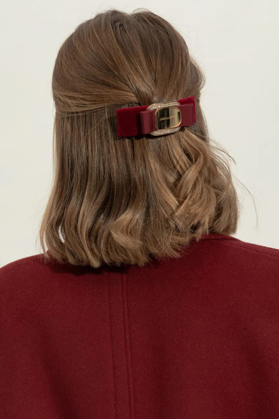 FERRAGAMO BURGUNDY Velvet hair clip