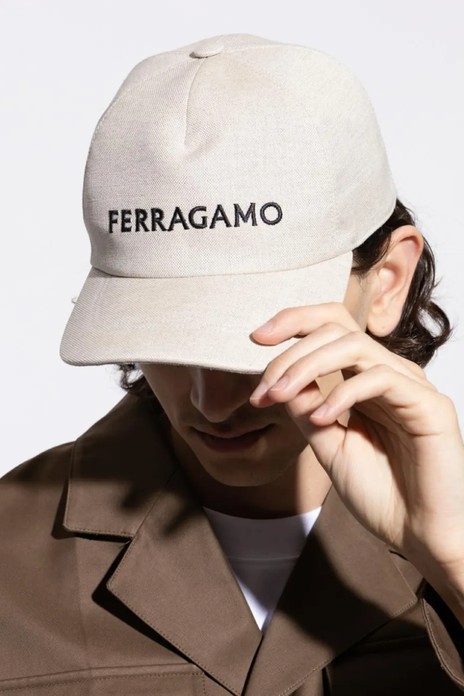 FERRAGAMO cream Baseball cap
