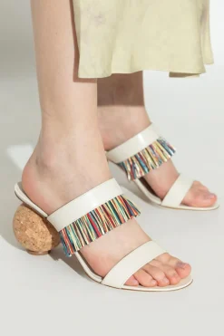 FERRAGAMO cream Heeled flip-flops