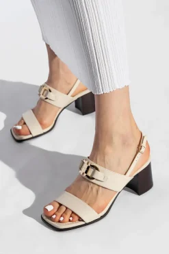 FERRAGAMO cream ‘Lou’ heeled sandals