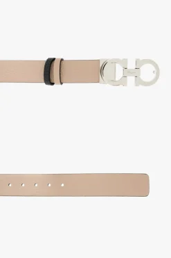 FERRAGAMO cream Reversible belt
