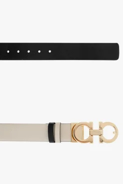 FERRAGAMO cream Reversible leather belt