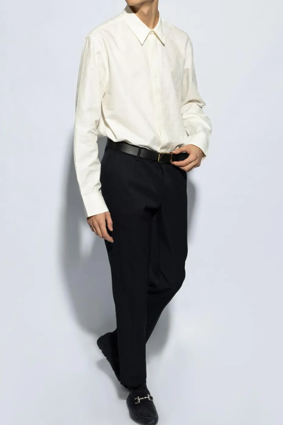 FERRAGAMO cream Shirt with logo