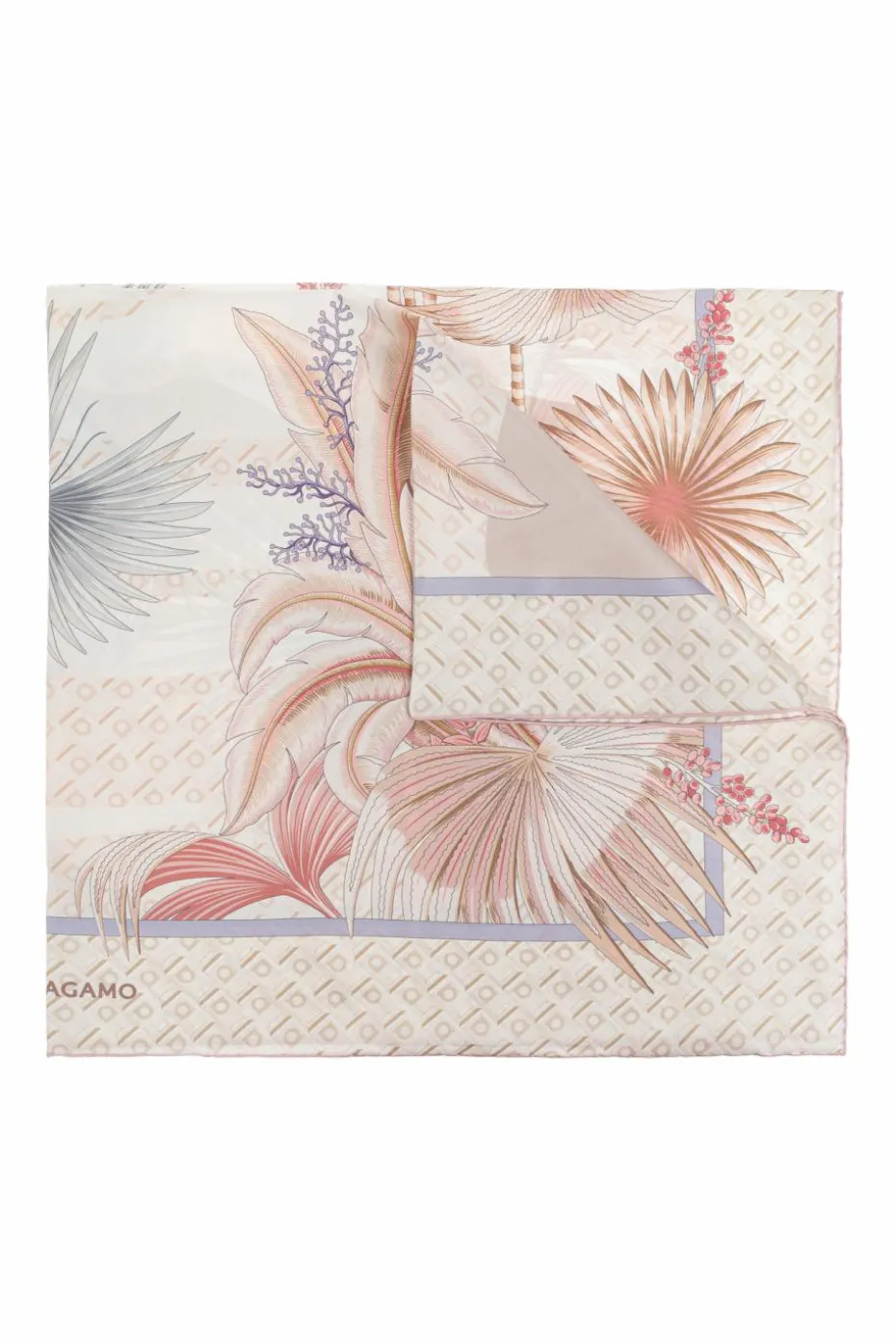 FERRAGAMO cream Silk scarf with print