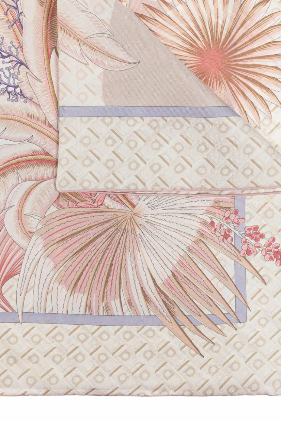 FERRAGAMO cream Silk scarf with print