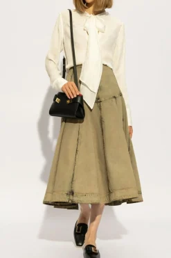 FERRAGAMO cream Silk shirt with tie detail