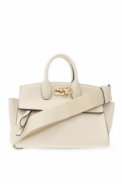 FERRAGAMO cream ‘The Studio Small’ shoulder bag