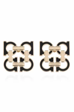 FERRAGAMO GOLD Earrings in the shape of a logo