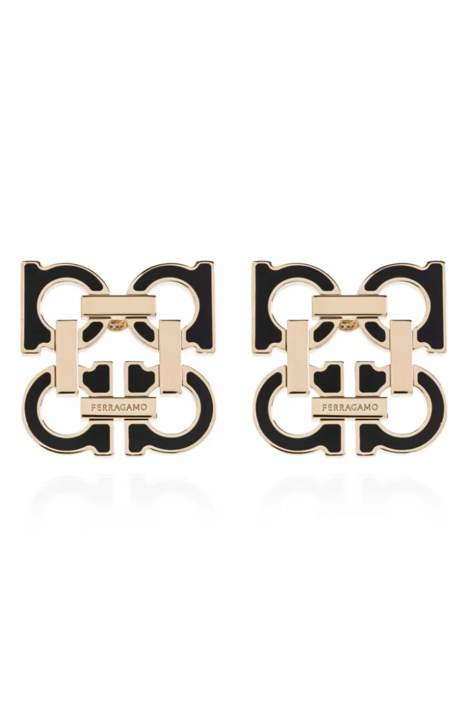 FERRAGAMO GOLD Earrings in the shape of a logo
