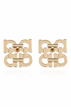 FERRAGAMO GOLD Earrings in the shape of a logo