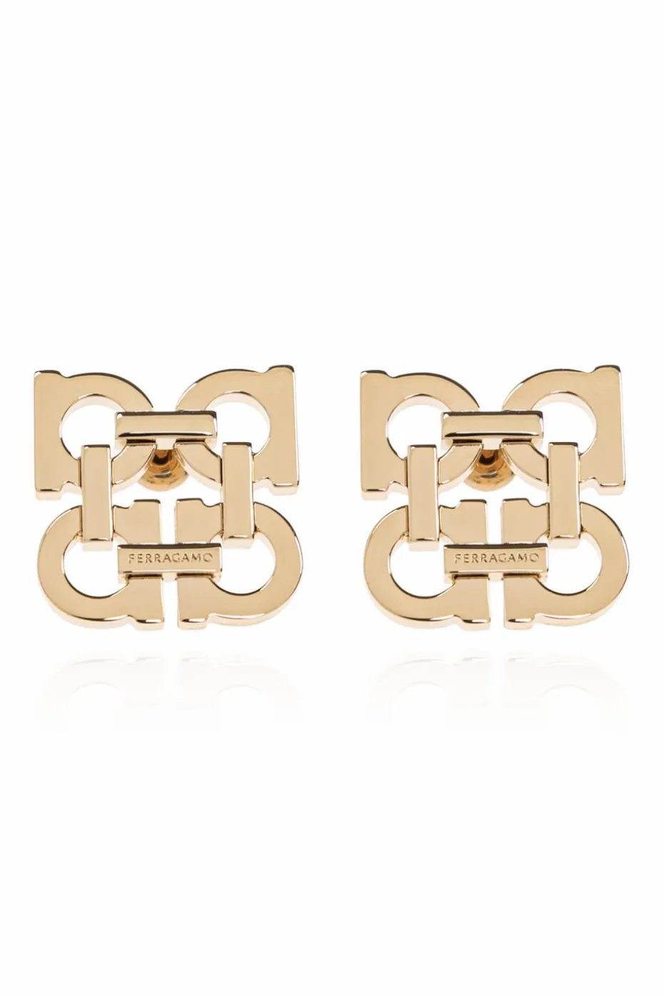 FERRAGAMO GOLD Earrings in the shape of a logo