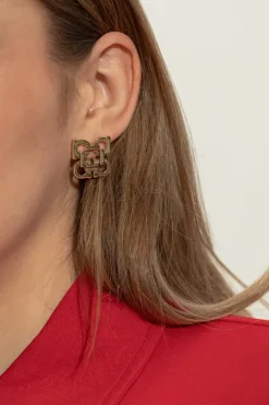 FERRAGAMO GOLD Earrings in the shape of a logo