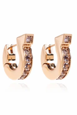 FERRAGAMO GOLD Earrings with shimmering crystals