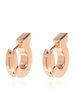 FERRAGAMO GOLD Earrings with shimmering crystals