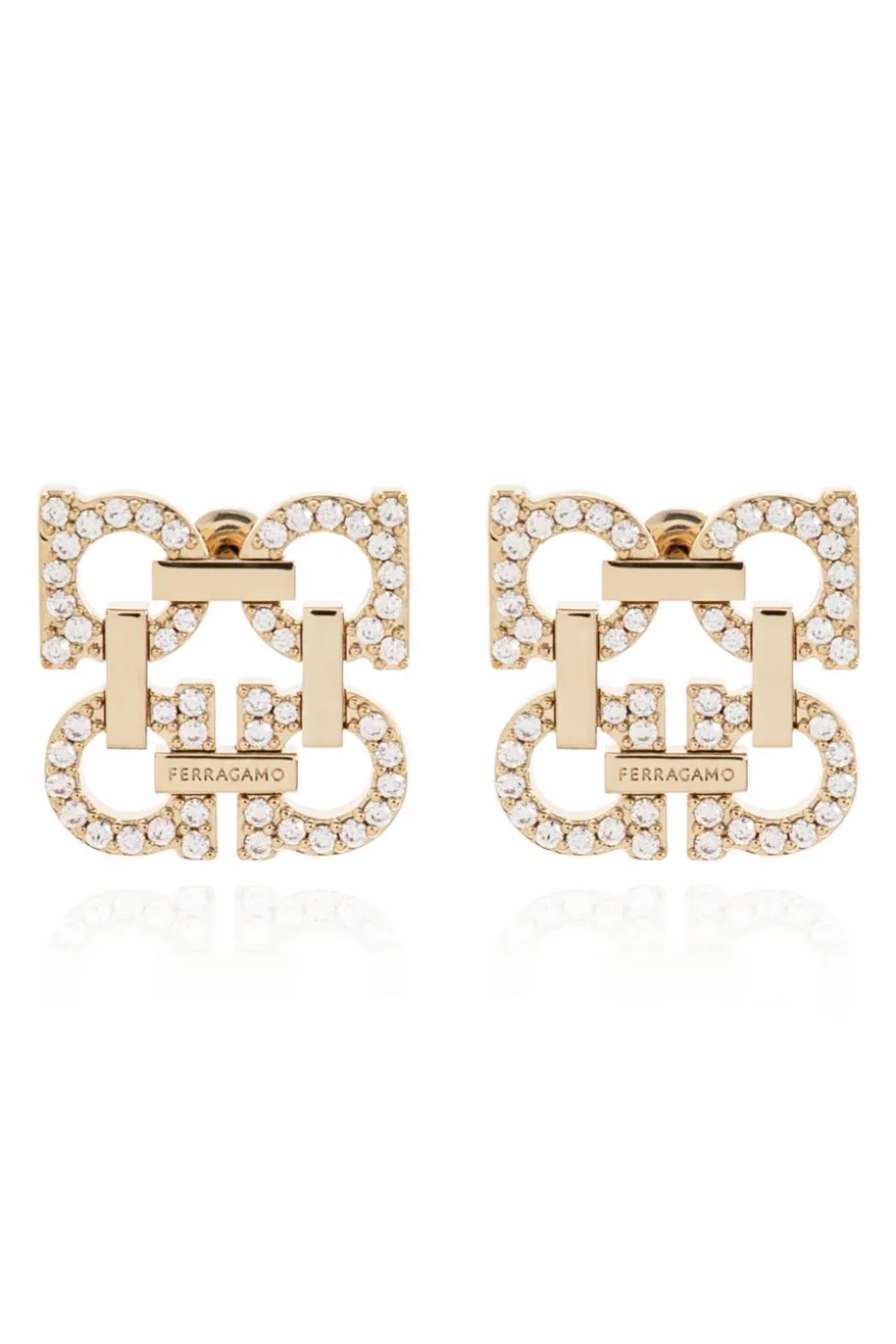 FERRAGAMO GOLD Earrings with shimmering crystals