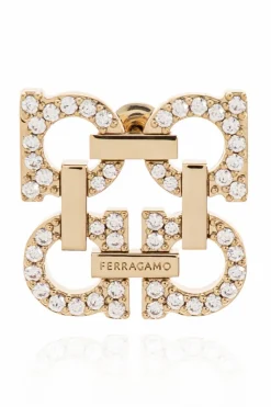 FERRAGAMO GOLD Earrings with shimmering crystals
