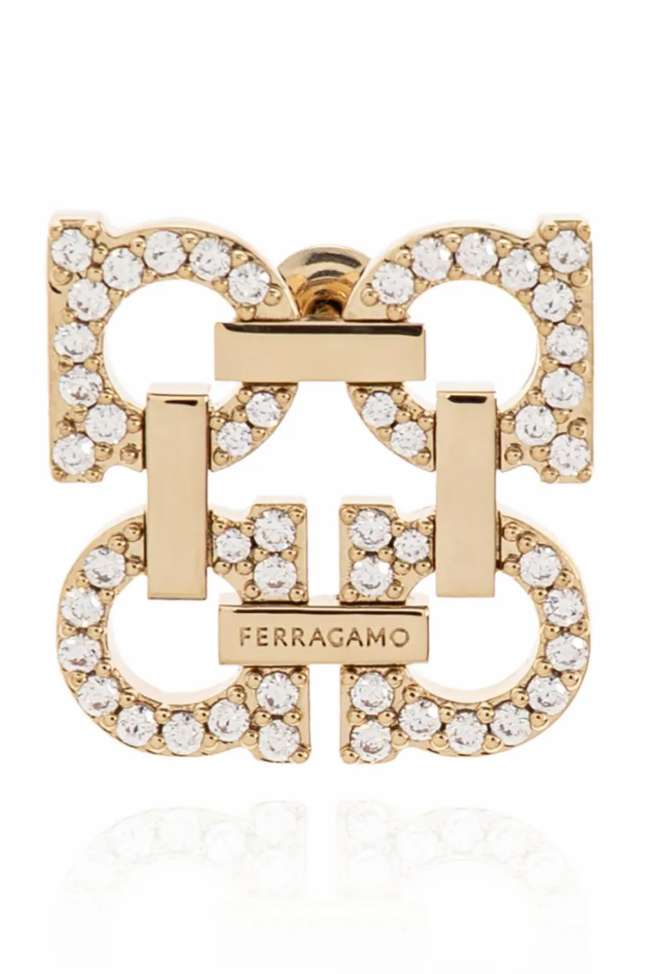 FERRAGAMO GOLD Earrings with shimmering crystals