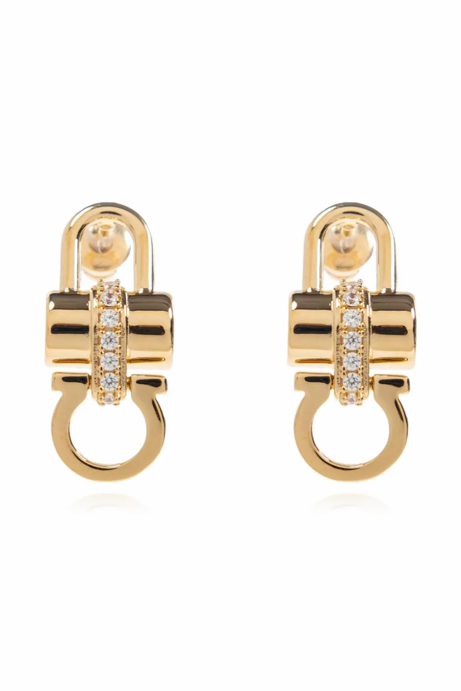 FERRAGAMO GOLD Earrings with shimmering crystals