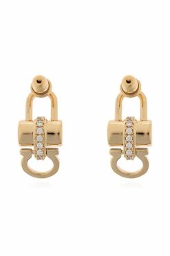 FERRAGAMO GOLD Earrings with shimmering crystals