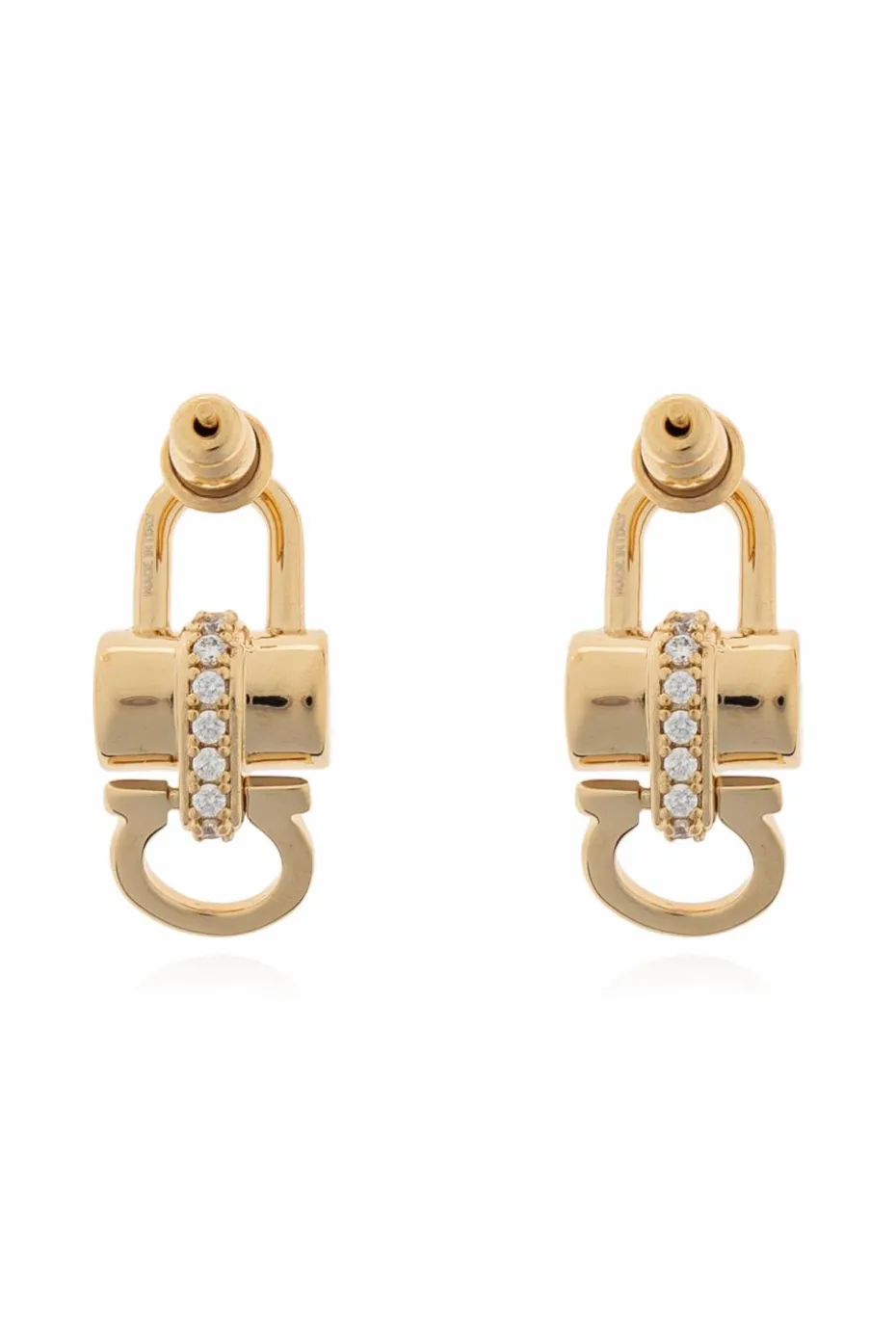FERRAGAMO GOLD Earrings with shimmering crystals