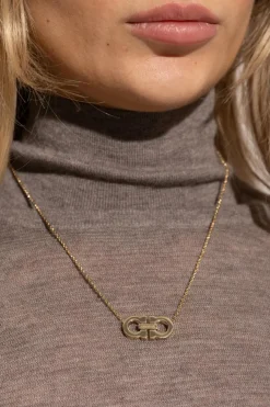 FERRAGAMO GOLD Necklace with a logo-shaped pendant
