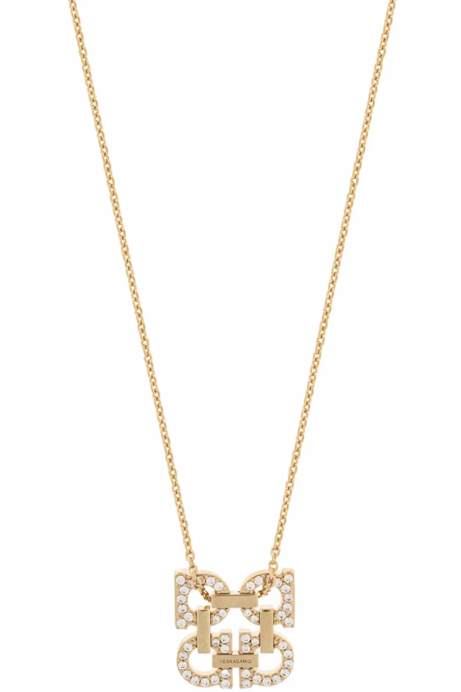 FERRAGAMO GOLD Necklace with a pendant in the shape of a logo