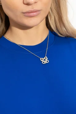 FERRAGAMO GOLD Necklace with a pendant in the shape of a logo