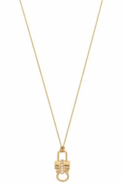 FERRAGAMO GOLD Necklace with a pendant in the shape of a logo