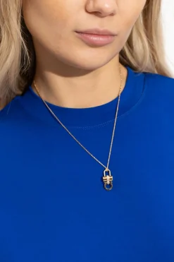 FERRAGAMO GOLD Necklace with a pendant in the shape of a logo