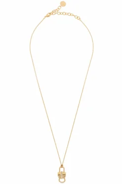 FERRAGAMO GOLD Necklace with a pendant in the shape of a logo