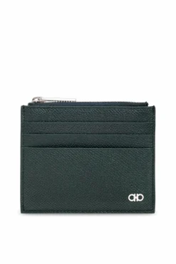 FERRAGAMO GREEN Leather card holder