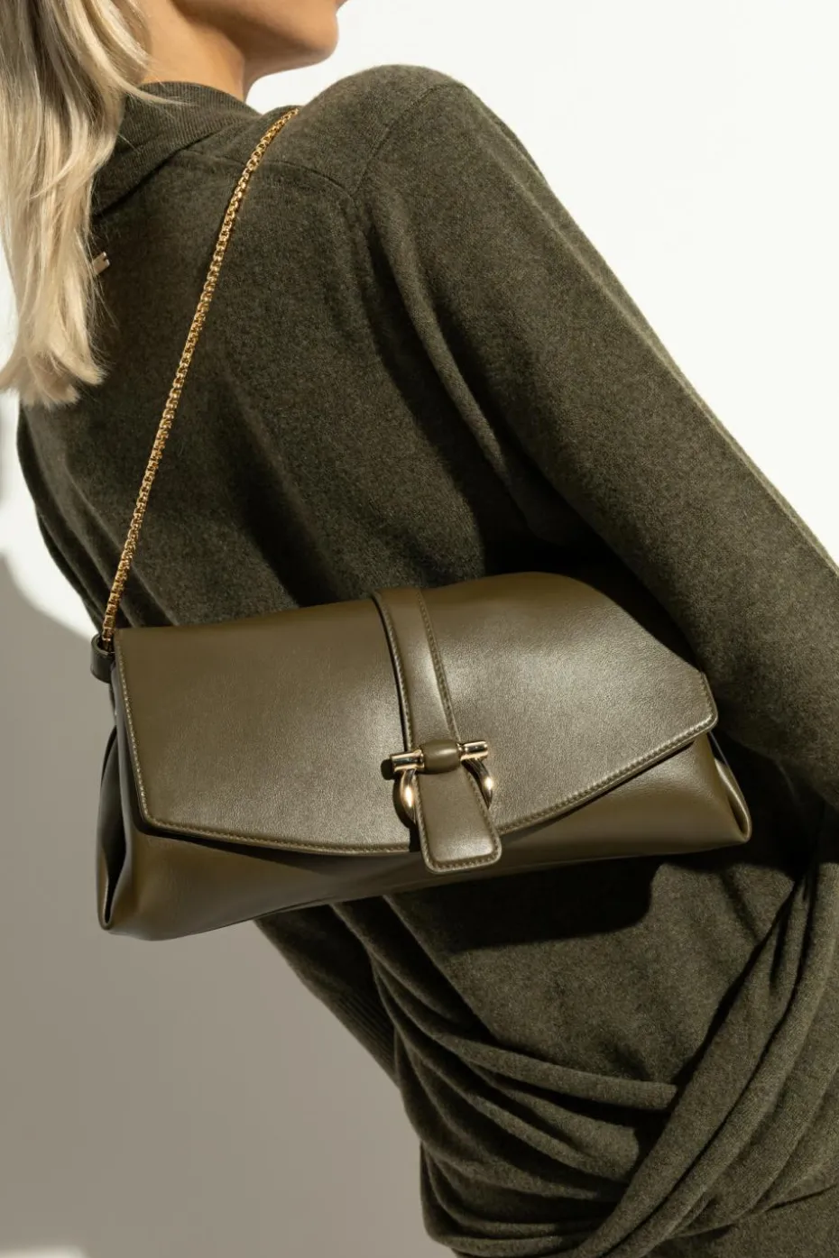 FERRAGAMO GREEN Leather shoulder bag