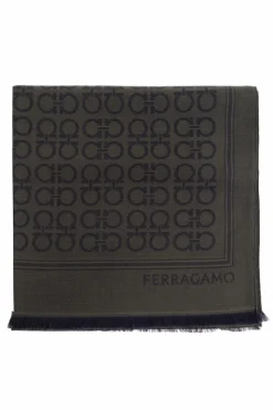 FERRAGAMO GREEN Scarf with monogram