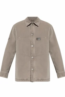 FERRAGAMO GREY Denim shirt with logo patch
