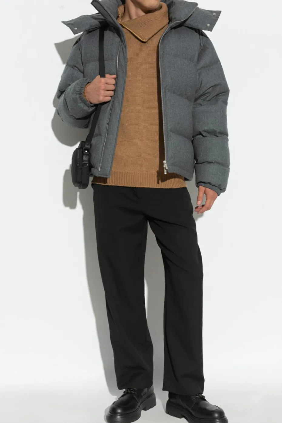FERRAGAMO GREY Jacket with detachable hood