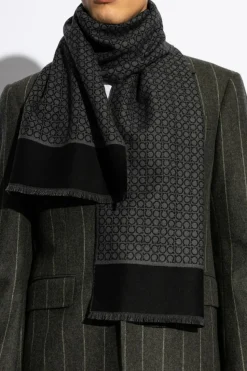 FERRAGAMO GREY Logo scarf