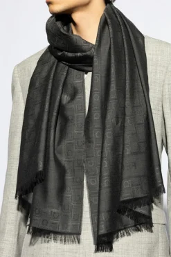 FERRAGAMO GREY Scarf with monogram